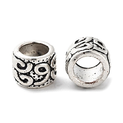 Antique Silver Tibetan Style Alloy European Beads, Large Hole Beads, Cadmium Free & Lead Free, Column, Antique Silver, 10x8mm, Hole: 6.5mm, about 526pcs/1000g