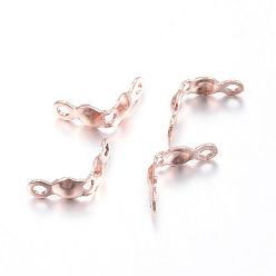Rose Gold Ion Plating(IP) 304 Stainless Steel Bead Tips, Calotte Ends, Clamshell Knot Cover, Rose Gold, 3.5x2.5mm, Hole: 1mm