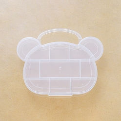 Белый 9 пластиковые коробки для органайзеров для украшений в форме медведя, контейнер для хранения с ручкой, белые