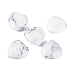 Howlite Natural Howlite Healing Stones, Heart Love Stones, Pocket Palm Stones for Reiki Ealancing, 30x30x11.5~12.5mm