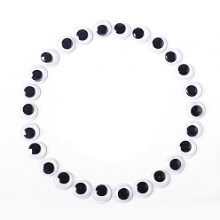 Black Black & White Plastic Wiggle Googly Eyes Cabochons, DIY Scrapbooking Crafts Toy Accessories with Label Paster on Back, Black, 10mm, 100pcs/bag