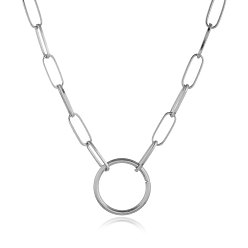 silver Fashionable Double-Layered Metal Circle Chain Necklace for Sweaters (1203)