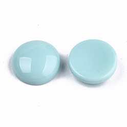 Cyan Opaque Resin Cabochons, Half Round/Dome, Cyan, 13.5x5mm