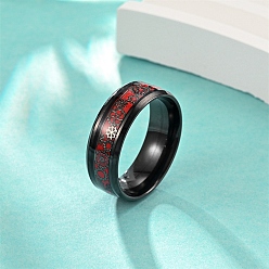 Red Black Stainless Steel Gear Pattern Finger Rings, Red, 8mm, Inner Diameter: 16.5mm