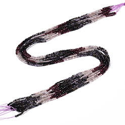 Смешанные камни Природных драгоценных камней смешанного бисер нитей, круглые бусины, граненые, 2~2.5x2~2.5 мм, отверстие : 0.5 мм, около 190~196 шт / нитка, 15.35''~15.75'' (39~40 см)