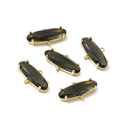 Черный Подвески из латуни с покрытием для стойки, со стеклом, без кадмия, без никеля и без свинца, долговечный, реальный 18 k позолоченный, овальные связи, чёрные, 11.5x21x4.5 мм, отверстие : 1.2 мм