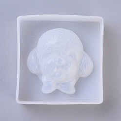 White Puppy Silicone Molds, Resin Casting Molds, For UV Resin, Epoxy Resin Jewelry Making, Poodle Dog Head, White, 72x71x24mm