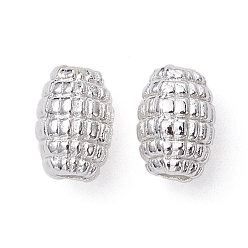 Silver Alloy Spacer Beads, Long-Lasting Plated, Textured, Oval, Silver, 7x5mm, Hole: 1.8mm