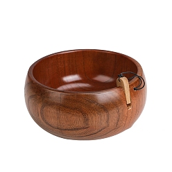 Coconut Brown Wood Yarn Bowl Holder, Knitting Wool Storage, with Stopper, Coconut Brown, 15.5x7.5cm