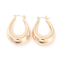 Real 18K Gold Plated Brass Hoop Earrings, Teardrop, Real 18K Gold Plated, 32x22x10mm