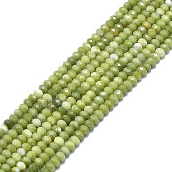 Peridot Natural Peridot Beads Strands, Faceted, Rondelle, 6x4mm, Hole: 1mm, about 85~90pcs/strand, 15.55 inch(39.5cm)