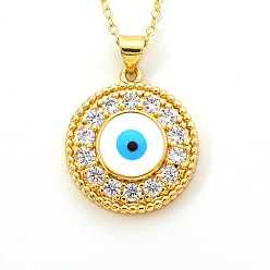 01 Evil Eye Necklace with Hand and Oil Drop Pendant in Copper Plated Gold