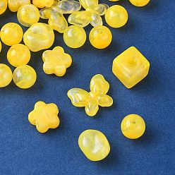 Gold Opaque Acrylic Beads, Glitter Beads, Mixed Shapes, Gold, 10.5~17x11~20x5.5~13.5mm, Hole: 1.6~3mm