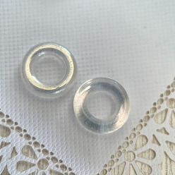 Silver Czech Glass Beads, No Hole, Donut, Silver, 14mm