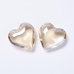 Bisque Glass Pendants, Heart, Bisque, 42x43.5x15mm, Hole: 2mm