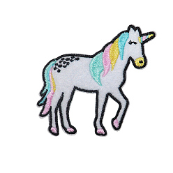 Colorful Computerized Embroidery Unicorn Iron on Cloth Patches, Chenille Appliques, Costume Accessories, Sewing Craft Decoration, Colorful, 70x85mm