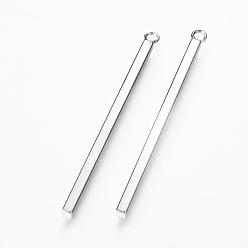 Stainless Steel Color 304 Stainless Steel Pendants, Bar, Stainless Steel Color, 43x2x2mm, Hole: 1.8mm