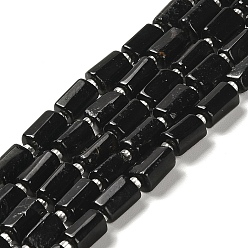 Tourmaline Natural Black Tourmaline Beads Strands, with Seed Beads, Faceted, Column, 8.5~11x5.5~6.5mm, Hole: 1mm, about 14~15pcs/strand, 7.48''(19cm)