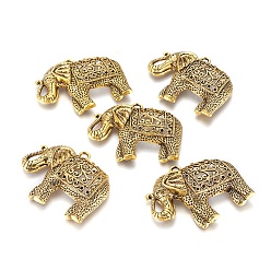 Antique Golden Tibetan Style Alloy Elephant Big Pendant Rhinestone Settings, Cadmium Free & Nickel Free & Lead Free, Antique Golden, 49x60x9mm, Hole: 4mm, Fit for 1~2mm rhinestone, about 65pcs/1000g