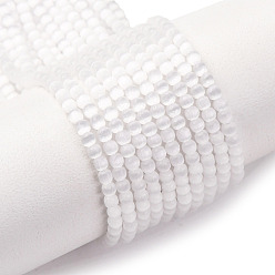 Белый Кошачие глаза, круглые, белые, 2 мм, отверстие : 0.7 мм, около 157 шт / нитка, 14.17~14.57 дюйм (36~37 см)