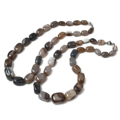 Серый Ожерелья из окрашенного натурального ботсванского агата кубической формы, бусы разного размера, с застежками из сплава., платина, серые, 20.08 дюйм (51 см)