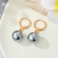 grey European Jewelry: Matte Ball Fairy Earings with Pearl Pendant - Elegant and Unique