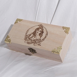 Human Rectangle Wooden Storage Boxes, for Witchcraft Articles Storage, BurlyWood, Human, 20x10x6cm