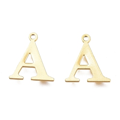 Letter A Vacuum Plating  304 Stainless Steel Charms, Laser Cut, Alphabet, Golden, Letter.A, 12.5x10.5x0.8mm, Hole: 1mm