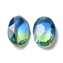 Sapphire Faceted K9 Glass Rhinestone Cabochons, Pointed Back, Oval, Sapphire, 18x13x6mm