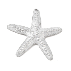 White 304 Stainless Steel with Enamel Big Pendants, Starfish Charms, Stainless Steel Color, White, 57x59x4.5mm, Hole: 1.8mm