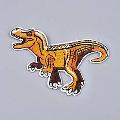 Orange Computerized Embroidery Cloth Iron on/Sew on Patches, Costume Accessories, Dinosaur, Orange, 80x89x2mm