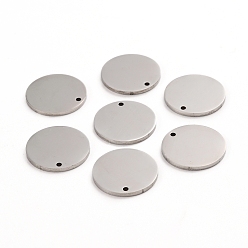 Stainless Steel Color 304 Stainless Steel Charms, Polished, Stamping Blank Tag, Laser Cut, Flat Round, Stainless Steel Color, 15x1mm, Hole: 1.2mm