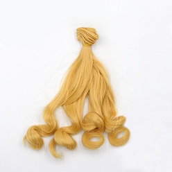 Dark Goldenrod High Temperature Fiber Long Hair Short Wavy Hairstyles Doll Wig Hair, for DIY Girl BJD Makings Accessories, Dark Goldenrod, 7.87~39.37 inch(20~100cm)