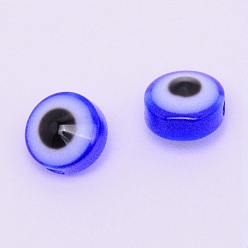 Королевский синий Плоские круглые сглаз гранулы смолы, королевский синий, 7.5~8x5~5.5 мм, отверстие : 1.6 мм