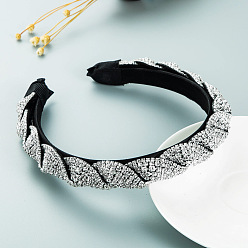 white Vintage Colorful Rhinestone Claw Chain Cross Wrap Headband - Elegant Dance Party Headpiece.
