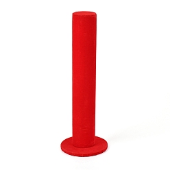 Red Velvet Vertical Tower Jewelry Bracelet Display Stand, T-Bar Display Holder, Scrunchie Hair Band Holder, Red, 10.6x30.8cm