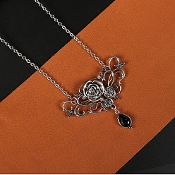 Дракон Готическое ожерелье в виде черепа вампира-пирата - комплект чокеров в виде летучей мыши и розы на Хэллоуин, дракон, 31.89 дюйм (81 см), кулон: 7.5x7 см