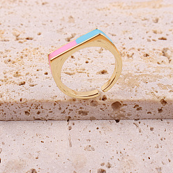 04 Fashionable Multicolor Geometric Open Ring for Women with Oil Drop Design