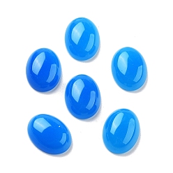 Blue Agate Окрашенные и нагретые кабошоны из натурального голубого агата, овальные, Плут синий, 16x12x5 мм