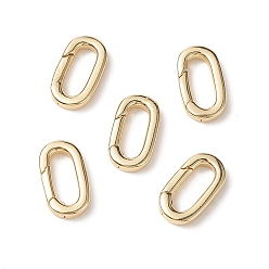Real 18K Gold Plated Brass Push Gate Snap Keychain Clasps, Long-Lasting Plated, Oval, Real 18K Gold Plated, 14x7.5x2mm