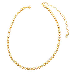 Yellow Hip-hop Style Copper Zircon Necklace for Women, Fashionable Lock Collar Chain