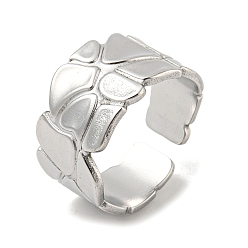 Stainless Steel Color 304 Stainless Steel Open Cuff Ring, Polygon, Stainless Steel Color, Inner Diameter: 17.8mm