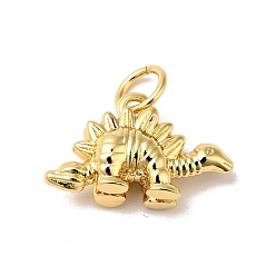 Real 18K Gold Plated Rack Plating Brass Pendants, with Jump Ring Cadmium Free & Nickel Free & Lead Free, Dinosaur, Real 18K Gold Plated, 9x15x5mm, Hole: 3.6mm