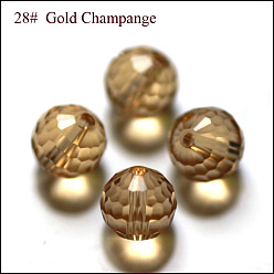 Gold Imitation Austrian Crystal Beads, Grade AAA, Faceted, Round, Gold, 8mm, Hole: 0.9~1mm