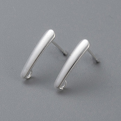 Silver 304 Stainless Steel Stud Earring Findings, with Loop, Silver, 15x3x1mm, Hole: 1.6mm, Pin: 0.8mm