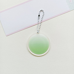 Light Green Gradient Color Plastic Keychain Blanks, with Ball Chains, Round Shape, Light Green