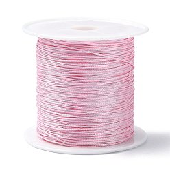 Pink Nylon Chinese Knot Cord, Nylon Jewelry Cord for Jewelry Making, Pink, 0.4mm, about 28~30m/roll