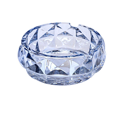 Стально-синий Стеклянная пепельница, украшение стола в домашнем офисе, ромбовидный узор, круглые, стальной синий, 150x60 мм