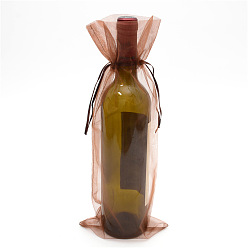 Dark Salmon Rectangle Organza Drawstring Gift Bags, Wine Storage Bags, Dark Salmon, 38x15cm