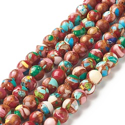 Peru Assembled Natural & Dyed Magnesite Beads Strands, Round, Peru, 8~8.5mm, Hole: 0.7~1mm, about 47~48pcs/strand, 14.84~15.16 inch(37.7~38.5cm)